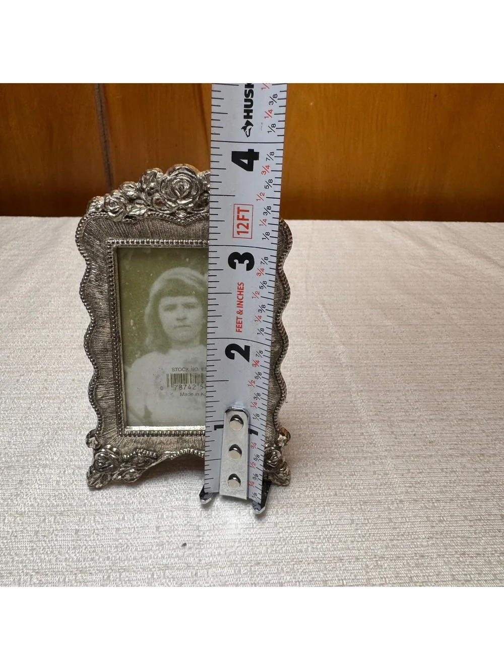 Vintage Silver Rose Picture Frame Made In Korea Mini Ornate Floral frame